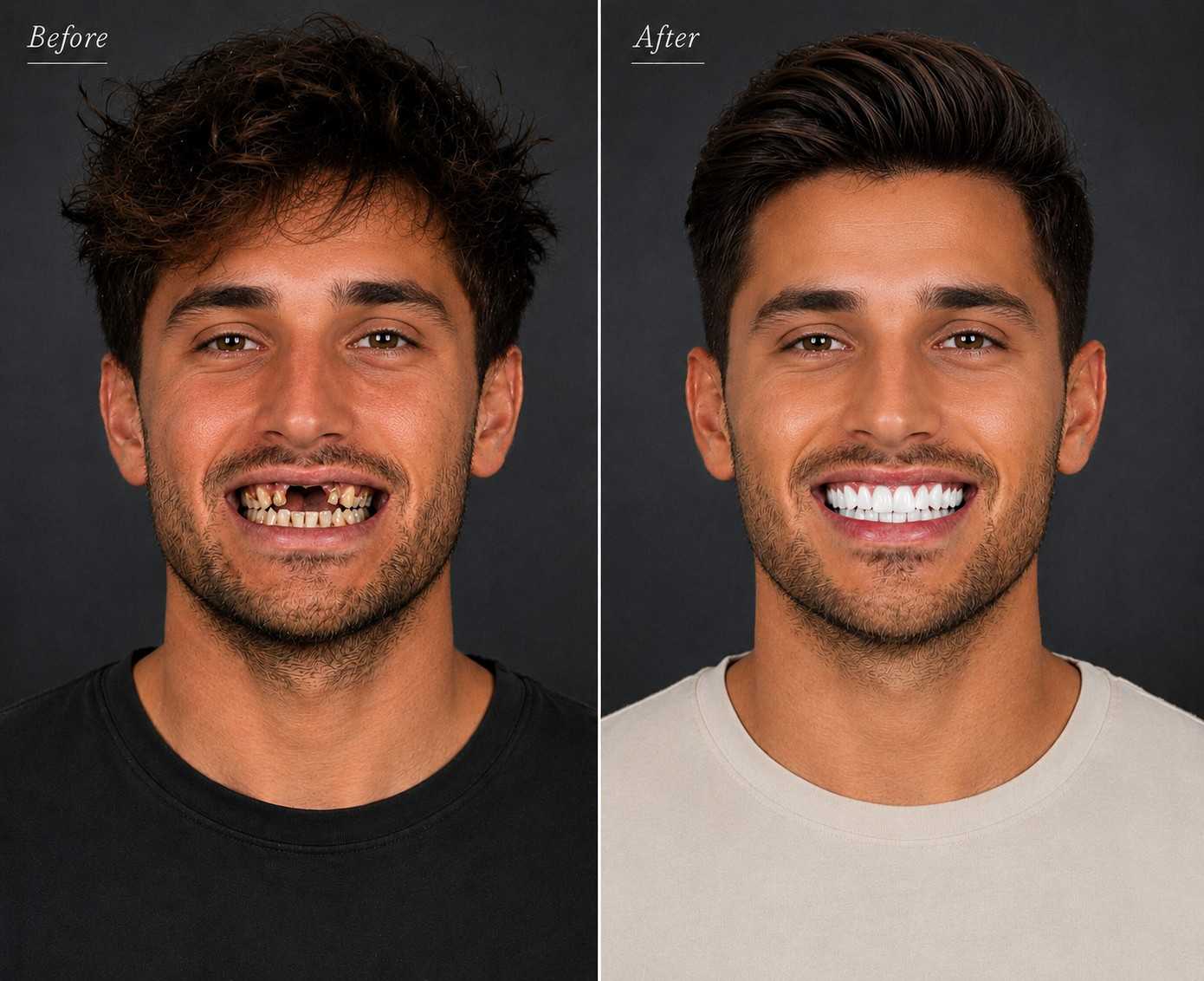 Before and after dental transformation