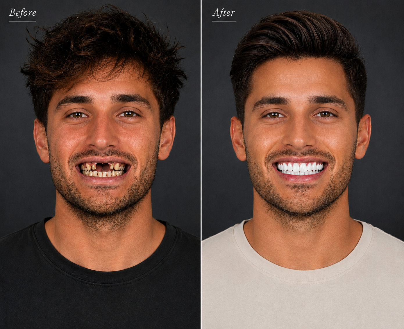 Before and after dental transformation