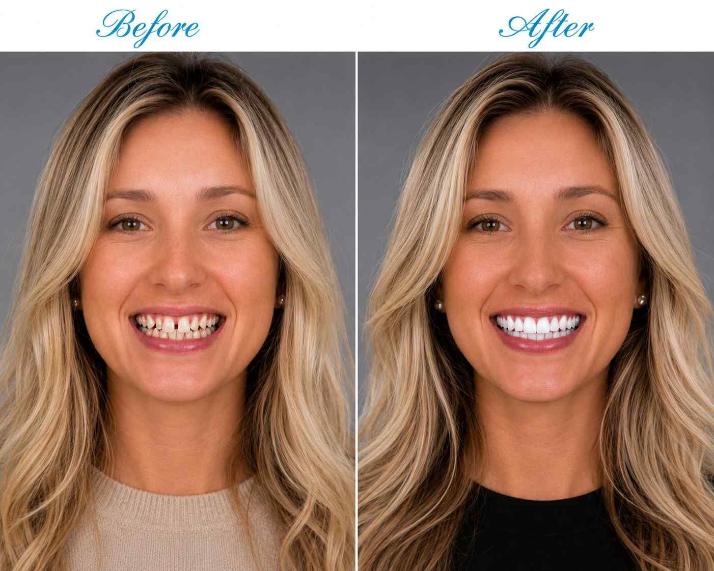Before and after dental transformation