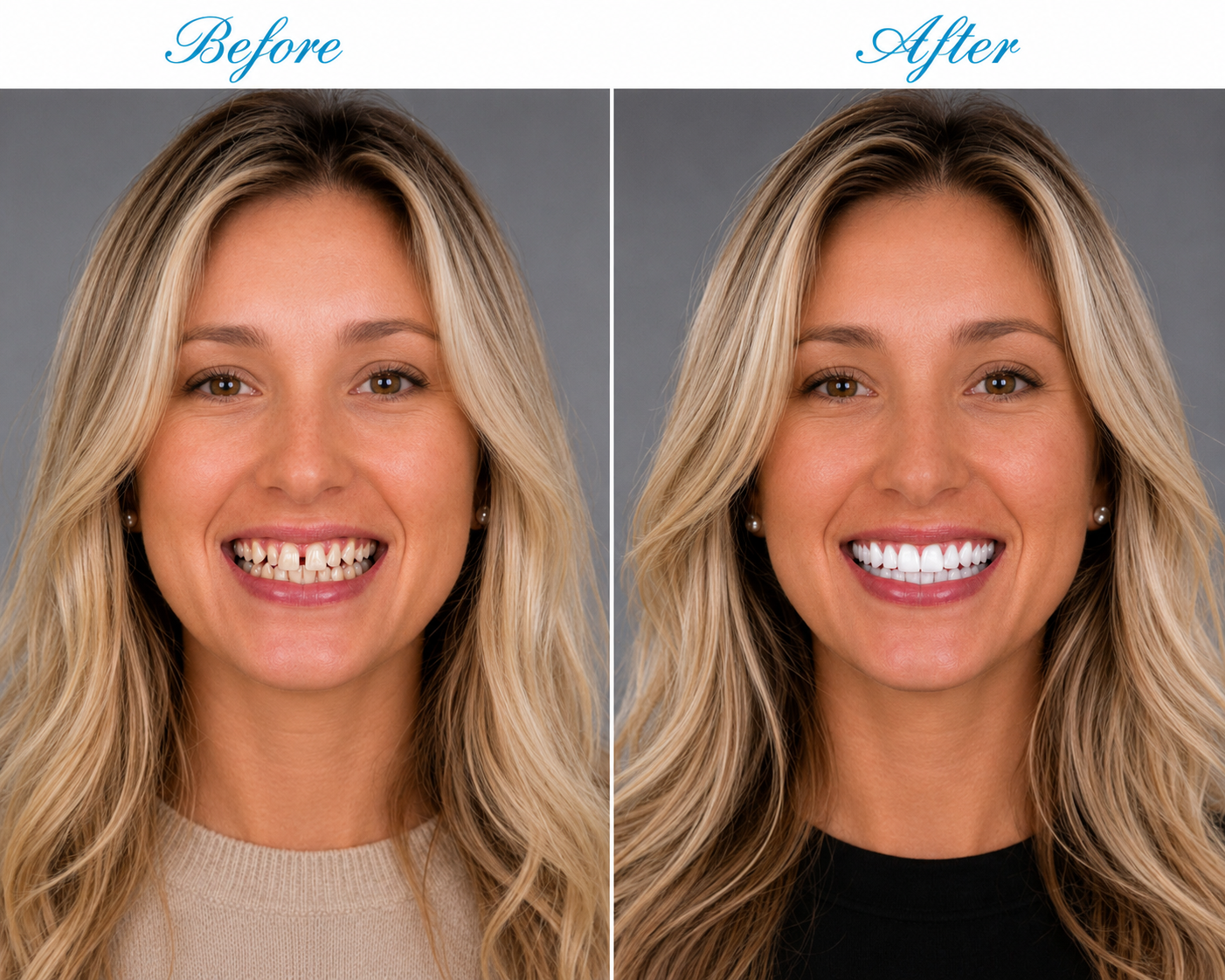 Before and after dental transformation